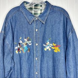 Disney Embroidered Lined Denim Shirt XXL